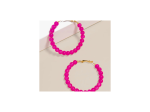 Lexi Glass Bead Hoop Earring-Hot Pink Fashion