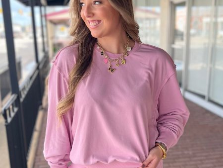 Laid Back Sweatshirt-Rose Pink Discount