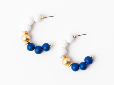 Janette Earrings Small - Blue White For Sale