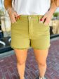 [Judy Blue] Boardwalk Days Shorts-Matcha Hot on Sale